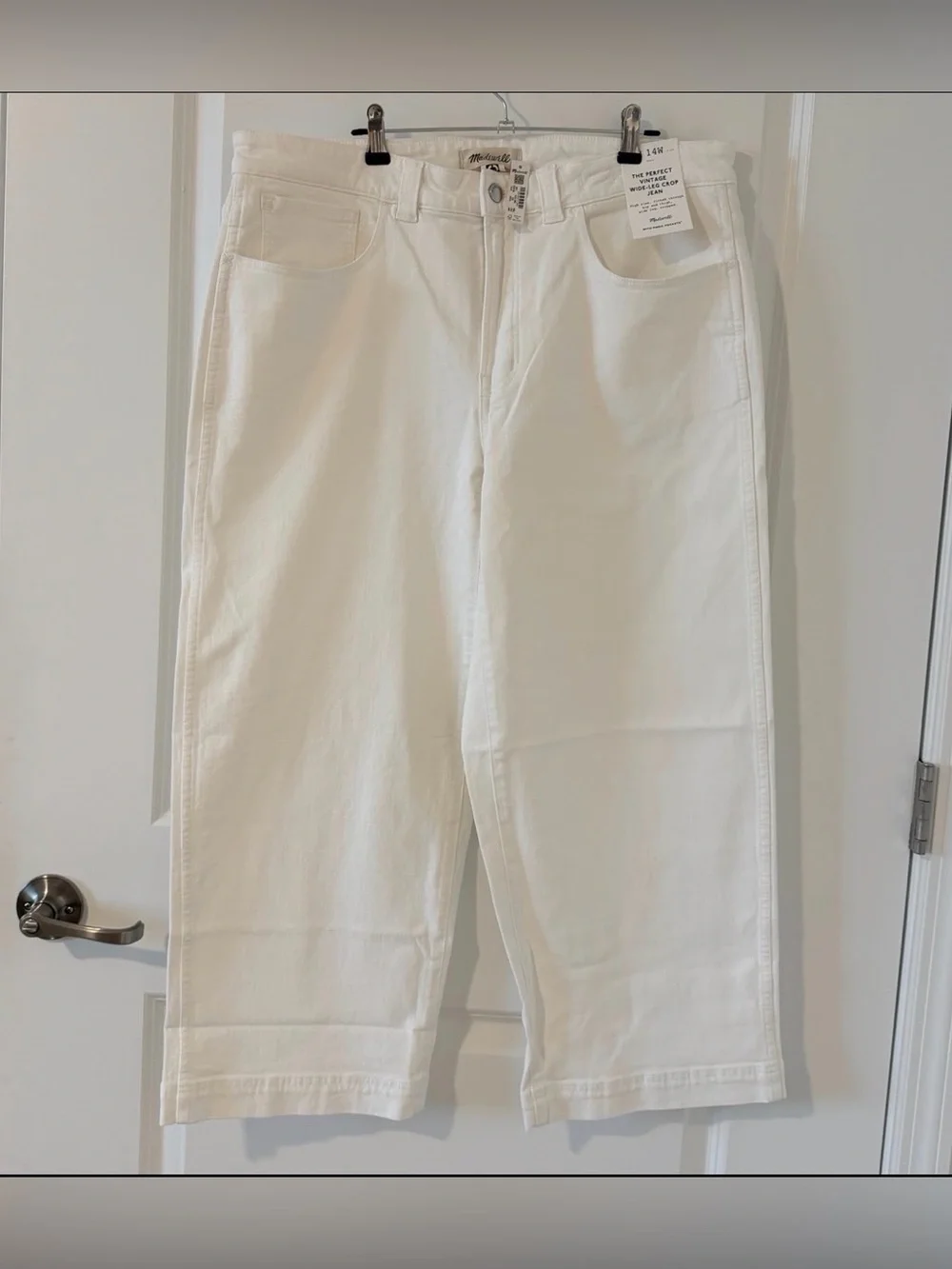 Madewell Plus Perfect Vintage High-Rise Wide-Leg Crop Jeans Tile White Size 14 - Picture 4 of 7